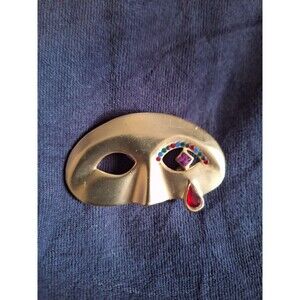 Vintage Gold Mardi Gras brooch pin Unique teardrop lights up and flashes Avon?